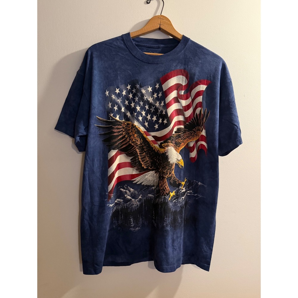 Y2kThe Mountain Vintage 2003 Eagle American Flag Tie Dye T-Shirt XL Ted Blaylock